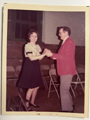 Vintage Snapshot Found Photo Couple Dancing Party Holiday Candid 1970s 3.5 X 4.5