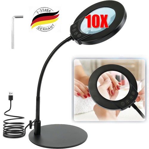 Lupe mit Licht und Ständer 10X stufenlos dimmbare LED-Schreibtischlampe - Bild 4 von 16