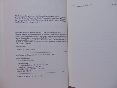 Bringing Learning Home by Mary Susan Miller (1981, Hardcover) - Picture 8 of 8