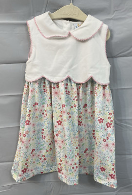 Busy Bees Smocks White Floral Dress Toddler Girls Size 2T Sleeveless