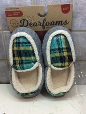 New Dearfoams Girls-Collection Memory Foam Plaid Lt Heather Gray-Slippers Sz13/1