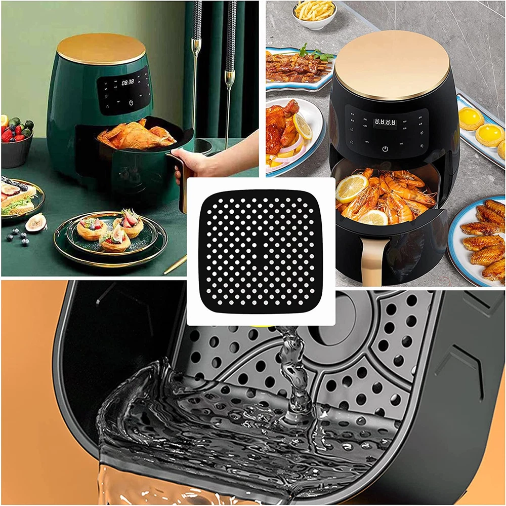 Air Fryer Silicone Liners 2 Pack Reusable Food-Grade Silicone Heat Resistant Mat