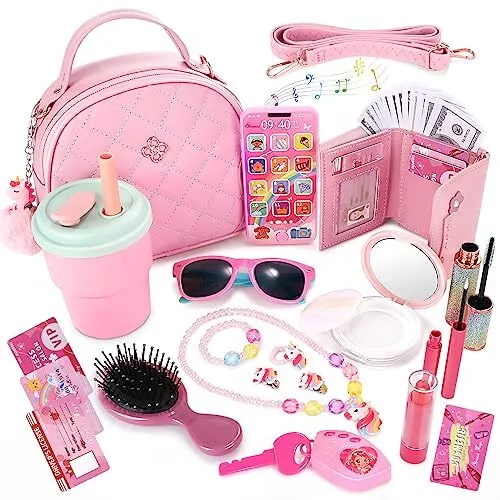 Little Girls Play Purse and Pretend Makeup Kit 49PCS My First