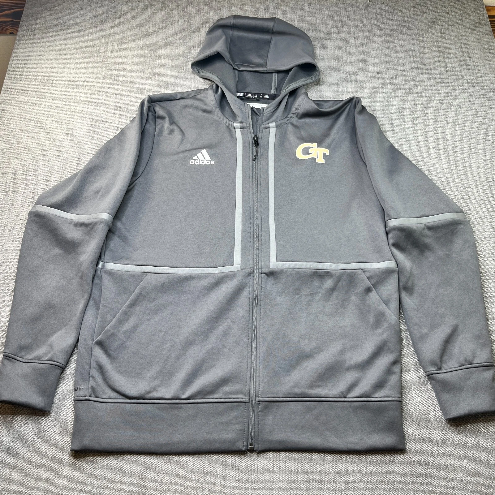 Georgia Tech Jacket Adidas Softshell Zip Up Mens XLT Gray Zip Up Football