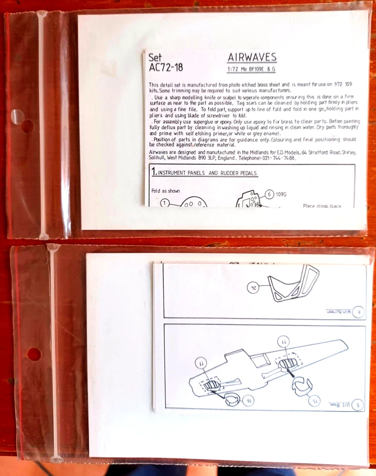 N. 2 Airwaves M esserschmitt Bf 109 E e G detail set - AC 7218 - AC7294 - Immagine 2 di 2