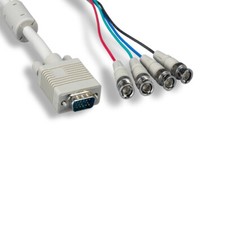 Kentek 6ft VGA HD15 to 4BNC Video Cable EMI 28AWG TV PC Monitor Projector CCTV