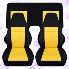 Fits 1971-1981 Chevy Camaro car seat covers front+3pcs rear bench blk-yellow