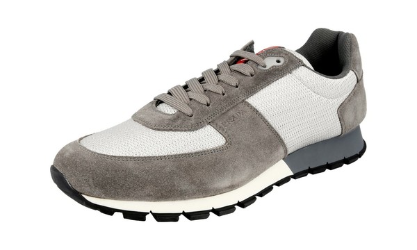 Prada Leder Bike Sneaker - Linea Rossa - Grau Silber Prax - Neu - 10 44-image