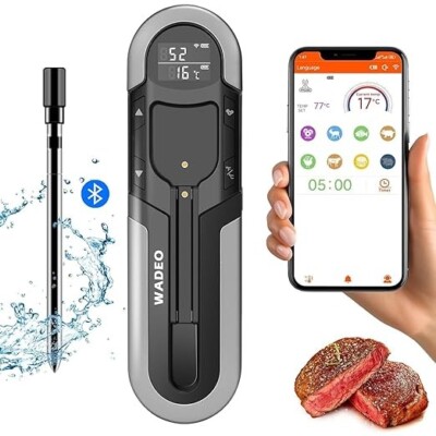 Fleischthermometer 500 Fuß Fernbedienung Reichweite Kabellos Wiederaufladbar Bluetooth BBQ, Grill