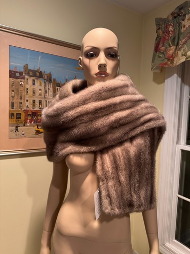 Oversized 68"-15" Sapphire Blue Iris Mink Real FUR STOLE WRAP Shawl SHRUG Bridal - Picture 4 of 9