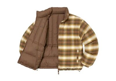 Supreme Flannel Reversible Puffer Jacket Brown Size XXL FW22 BRAND