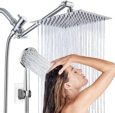 High Pressure Adjustable 8 Rain Square Shower Head with Handheld Spray Combo