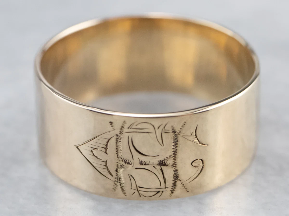 Antique Monogram Gold Cigar Band Ring eBay