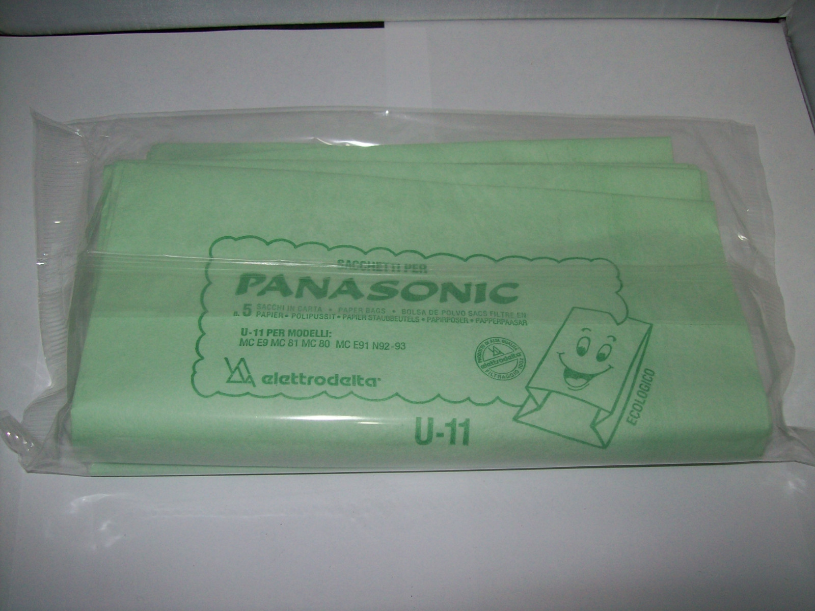 5 SACCHETTI ASPIRAPOLVER U11 PANASONIC MOD. MC E9-MC 81-MC 80-MC E91-N92-93