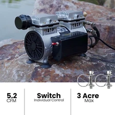 3/4HP Pond Aerator Koi Air Pump Aeration Compressor Up to 3 Acre w/ Switch Clamp