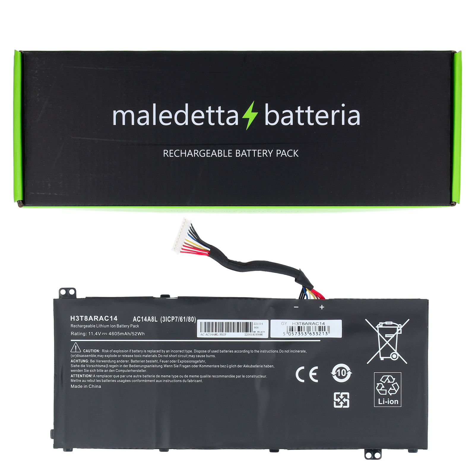 Batteria Acer AC14A8L 11.4V 4605mAh Sostitutiva Nitro VN7-571 VN7-591
