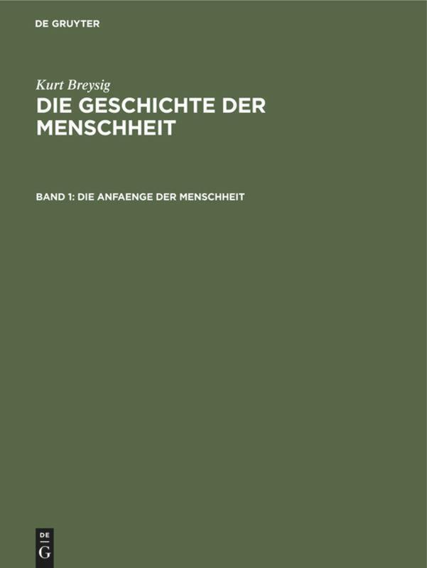 Thumbnail - Kurt Breysig | Die Anfaenge Der Menschheit | Buch | Deutsch | Xv | De