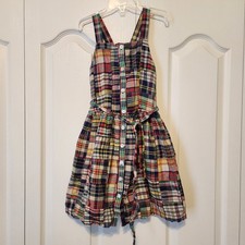 POLO Ralph Lauren Madras Plaid Patchwork Sundress Dress Girls 7 Cotton