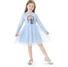 Disney Frozen Kids Girls Elsa Anna Floral Tulle Tutu Dress 5T-6T