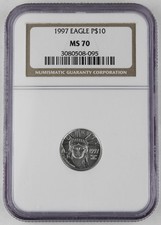 1997 $10 1/10 Oz 9995 PLATINUM American EAGLE Coin GEM BU NGC MS70 Perfect Grade 8994.80 per troy oz