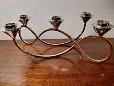 VINTAGE SKANDINAVISCHER EDELSTAHL KERZENSTÄNDER im GEORG JENSEN STIL.