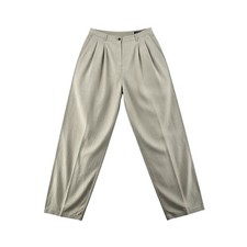 Jones New York Linen Pants Size 12 Khaki Pleated Straight Leg 90s Y2K Style