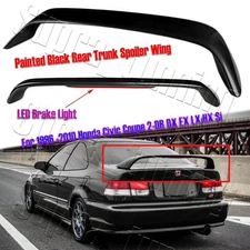 For 1996-2000 Honda Civic Coupe Rear Trunk Spoiler Wing LED Brake Painted Black