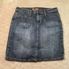 Vintage Y2K Low Rise Mini Denim Jean Skirt Size 5 Retro Festival Wear Cute