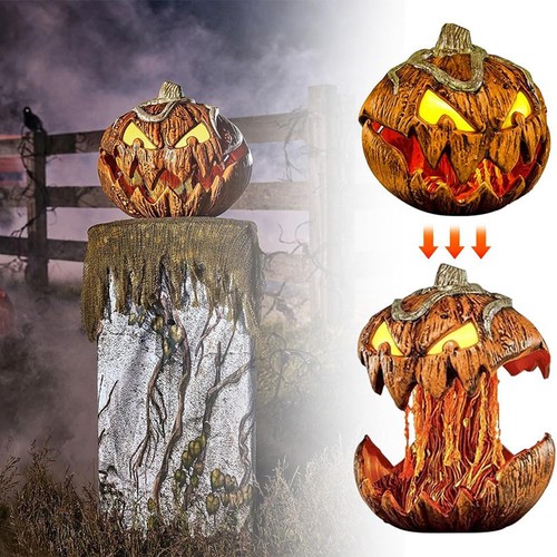 Halloween Scary Pumpkin Decor Horror Head Decoration Light - Up Outdoor Yard - Picture 2 of 8