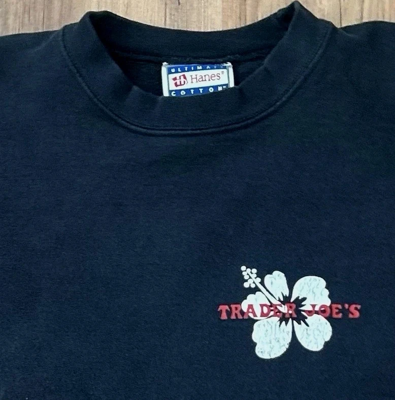Vintage Trader Joes Crewneck Sweatshirt Hibiscus Flower Employee Crew Fits XL - Image 2 of 4