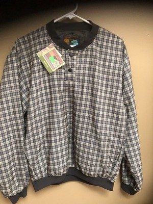 Forrester's Golf Windshirt MEDIUM Pewter Plaid 1/4 snap Teflon Microfiber NWT