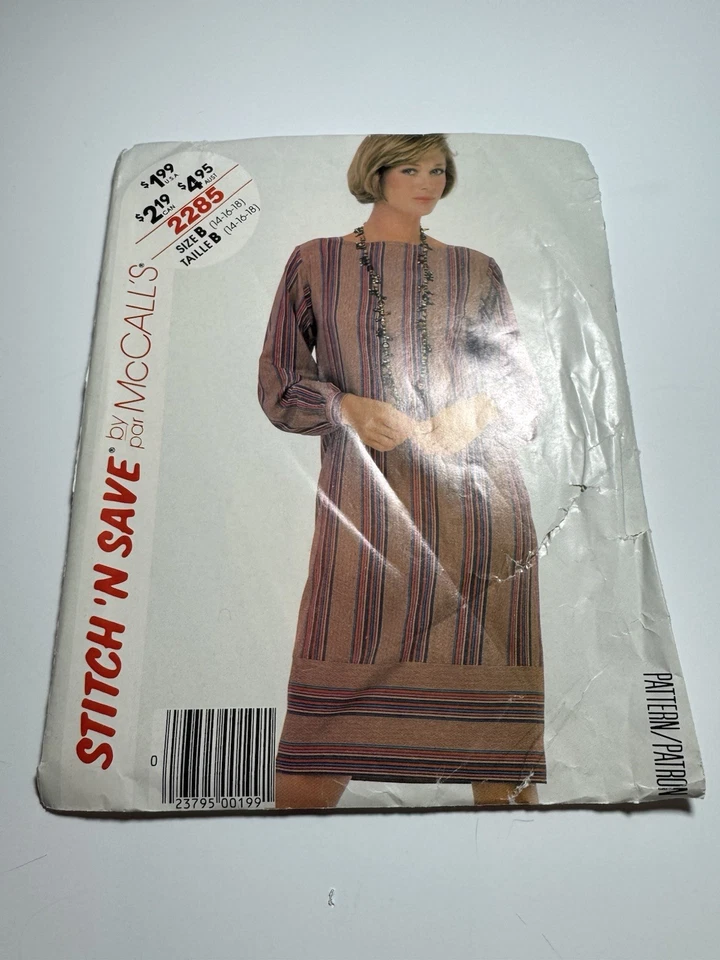 McCall’s Stitch N Save Pattern Ladies Dress UNCUT;FF Size 14-18 Straight Pullove - Image 2 of 4