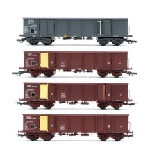 LILIPUT SPUR "HO" 4 SNCF BRAUN/GRAU VERSCHIEDENE OFFENE GÜTERWAGEN