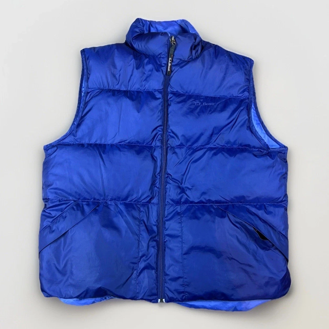 L.L. Bean VTG Goose Down Puffer Vest Quilted Blue Reversible Outdoors Gorpcore L