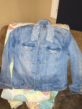 Berek Denim Jacket Pearl Imbelished, Rhinestone Buttons, Paris Logo in Back