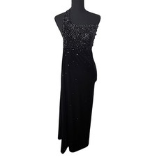 Womens Black Velvet Maxi Dress Size S Glam Formal Gown Altered 