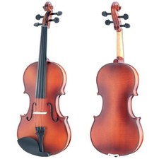Mendini by Cecilio Full Size 4/4 MV300 Solid Wood Violin, Satin Antique