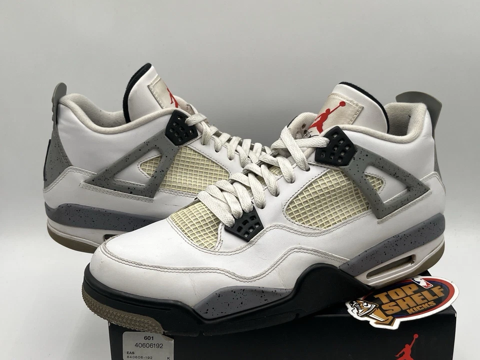 Nike Air Jordan Retro 4 Blanco Cemento 2012 Talla 12 Auténticas Usadas Baloncesto Raro Foto 2 de 4