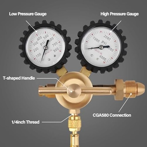 Nitrogen Regulator with 0-800 PSI Delivery Pressure,Hose CGA580 Inlet7668 - Picture 2 of 8