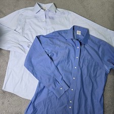 Brooks Brothers Mens 16-36 Classic Fit Non-Iron Supima Cotton Blue Shirt 2 Pack