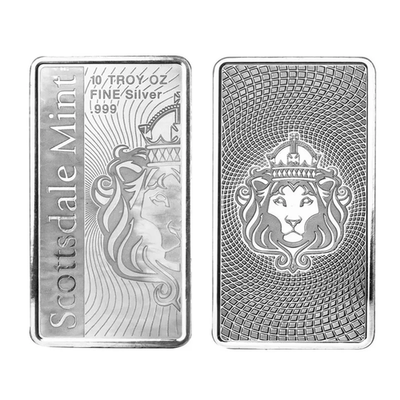#ad 10 Troy oz Scottsdale .999 Fine Silver Bar Sealed Pack $64.99