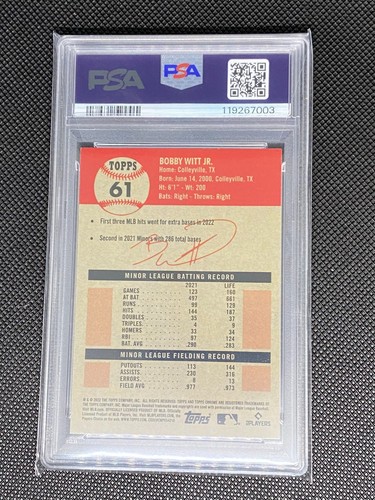 2022 Topps Chrome Platinum Anniversary #61 Bobby Witt Jr Royals RC Rookie PSA 9 - Foto 2 di 2