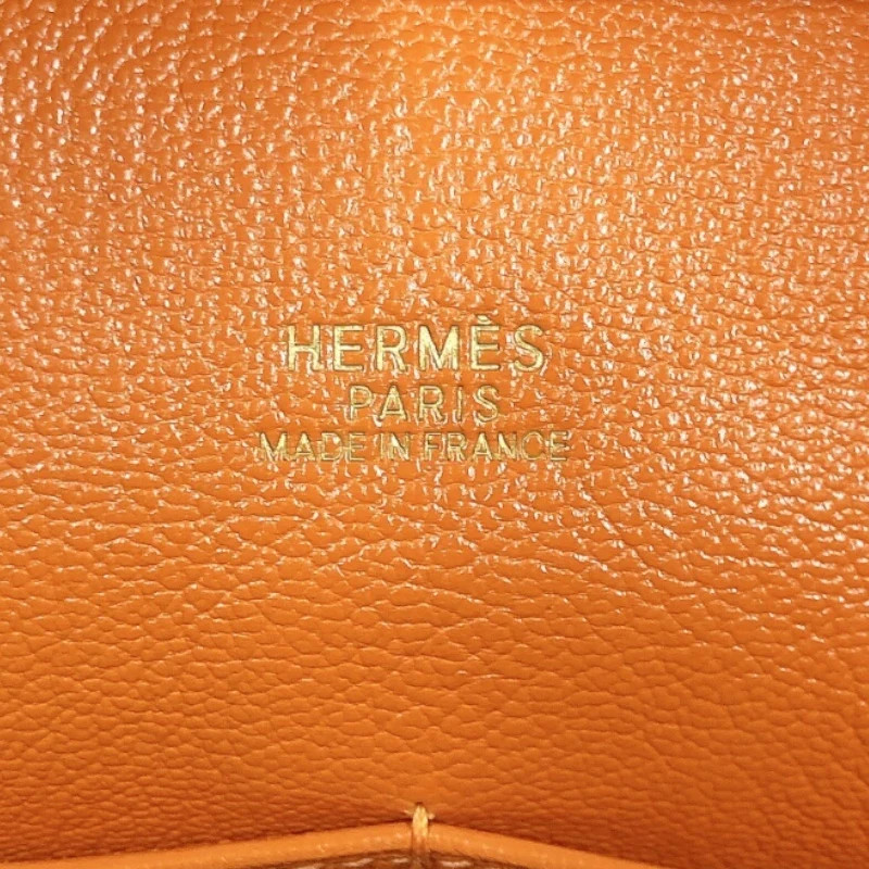 HERMES Plume 28 Orange Handbag Square E #OKB1787 — image 14