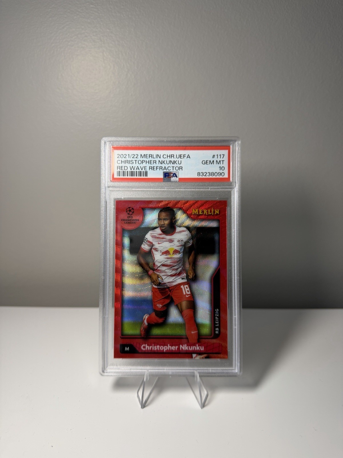 Christopher Nkunku Red Wave /5 PSA 10 - Topps Merlin 21-22 - RB Leipzig