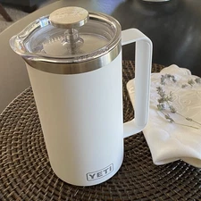 YETI Rambler 34 oz French Press Coffee Maker - Grounds Control Filter - White