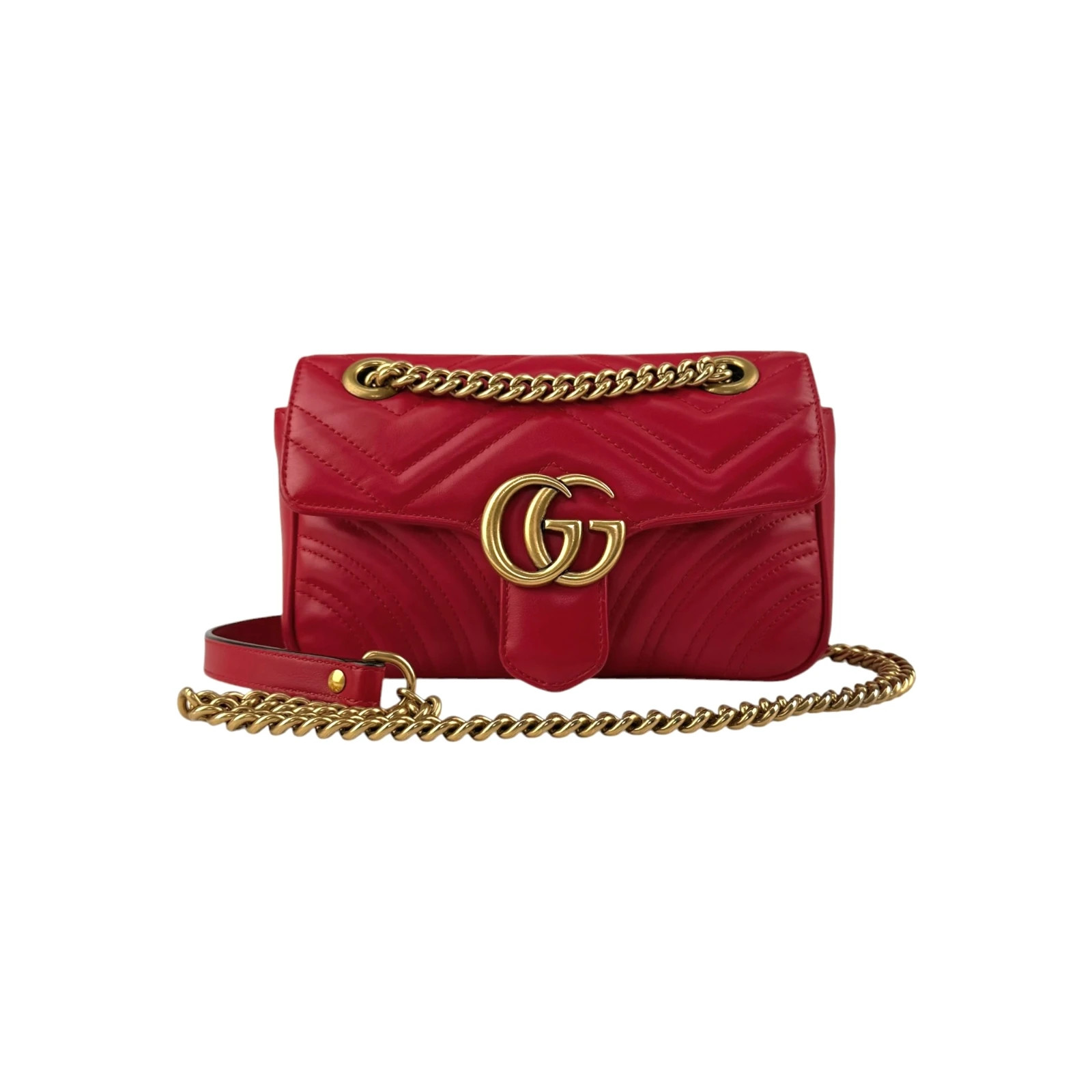 Gucci Red Quilted Leather Marmont Shoulder Bag