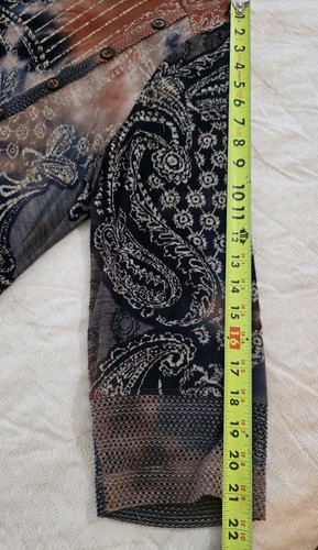 Ali Miles Top 2X Paisley Burnt Orange Navy Knopfdetail asymmetrischer Saum künstlerisch - Bild 16 von 19