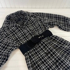 ASOS Women’s Belted Mini Shirt Dress in Mono Boucle Black Long Sleeve Size 6