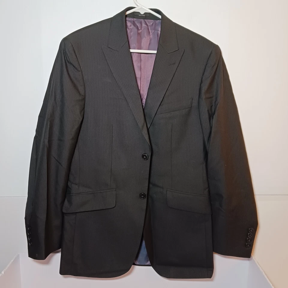 J. Ferrar Modern Fit Black Stripe Blazer Mens 36R Peak Lapel - Image 2 of 4