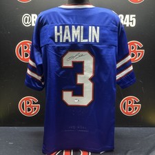 Damar Hamlin Autographed Buffalo Bills Signed Blue Jersey Beckett BAS